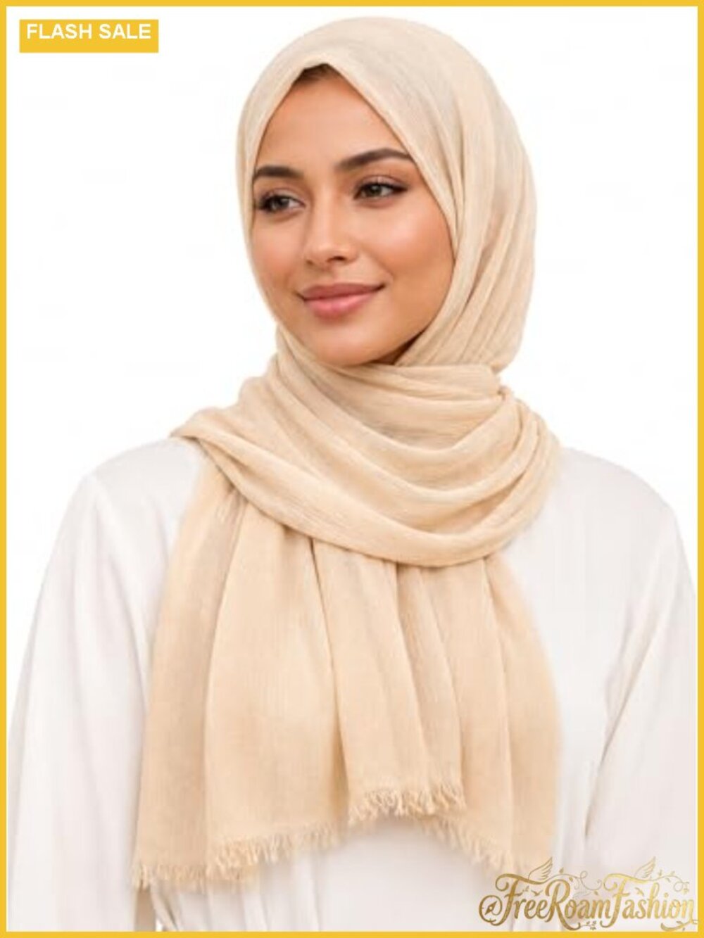 Crinkle Viscose Rayon Hijab Scarf Fringe Edge Lightweight Modest Shawl